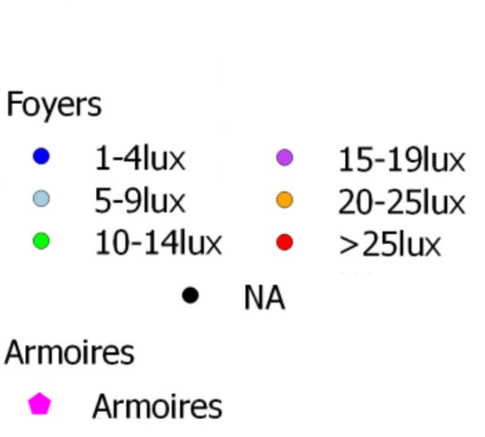 Légende des niveaux d'éclairement